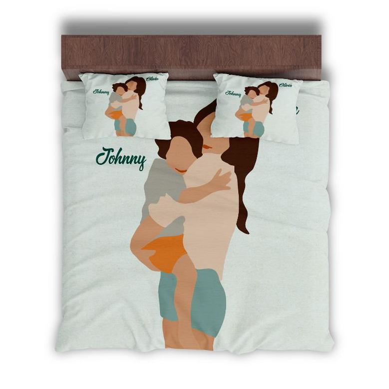 Custom Mother And Son Bedding Set, Custom Name, Boho Art, Personalized Boho 3 Pieces Bedding Set