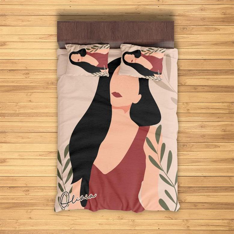 Custom Woman Charming Style Bedding Set, Custom Name, Bohemian Gift, Personalized Boho 3 Pieces Bedding Set