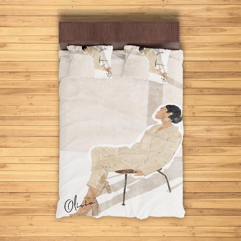 Custom Woman Design Bedding Set, Custom Name, Watercolor, Bohemian Gift, Personalized Boho 3 Pieces Bedding Set