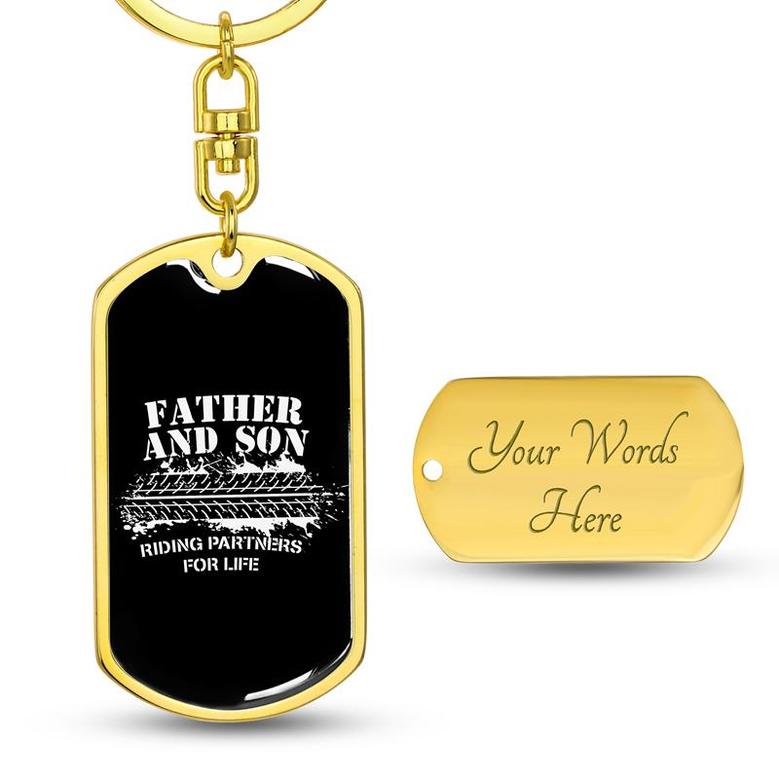Custom Father Son Riding Partner Keychain With Back Engraving | Birthday Gift | Dad And Son | Personalized Dad And Son Dog Tag Keychain