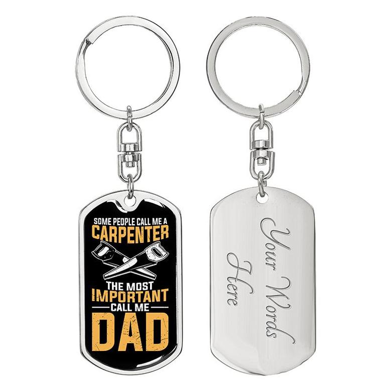 Custom Carpenter Dad Keychain With Back Engraving | Birthday Gift | Personalized Dad Dog Tag Keychain
