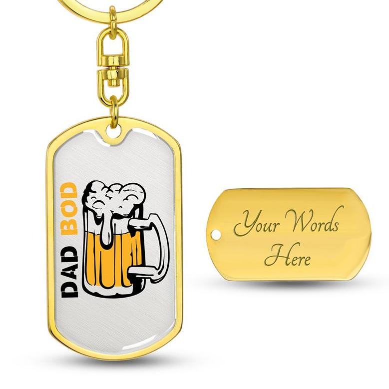 Custom Dad Bob Keychain With Back Engraving | Birthday Gifts For Dad | Beer | Personalized Dad Dog Tag Keychain