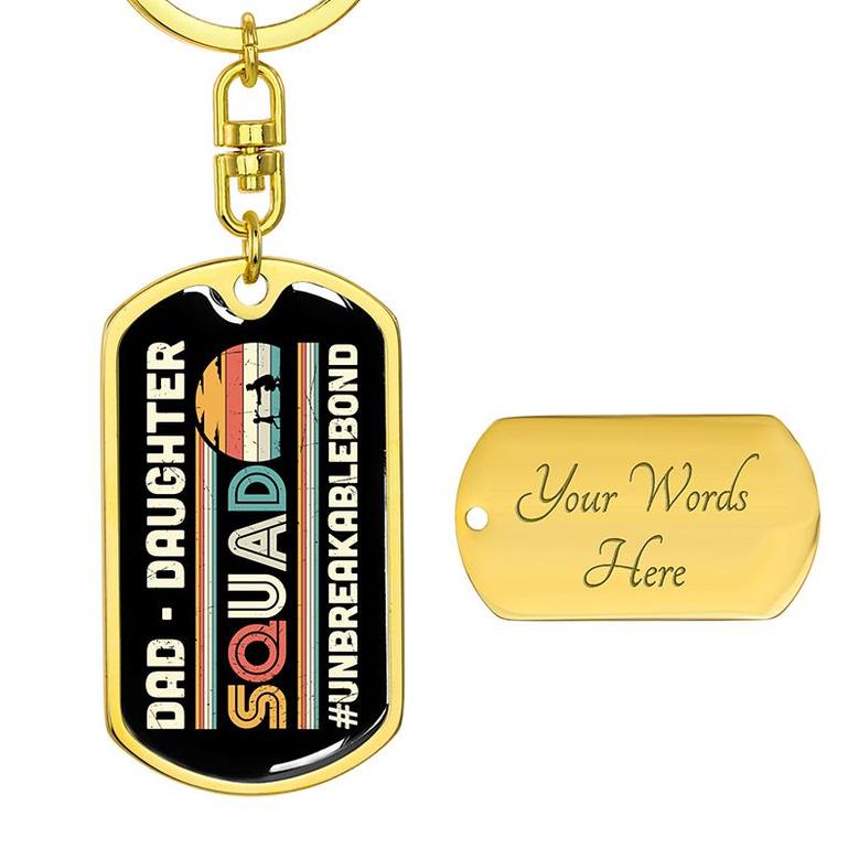 Custom Dad Daughter Squad Keychain With Back Engraving | Birthday Gift | Personalized Dad Dog Tag Keychain