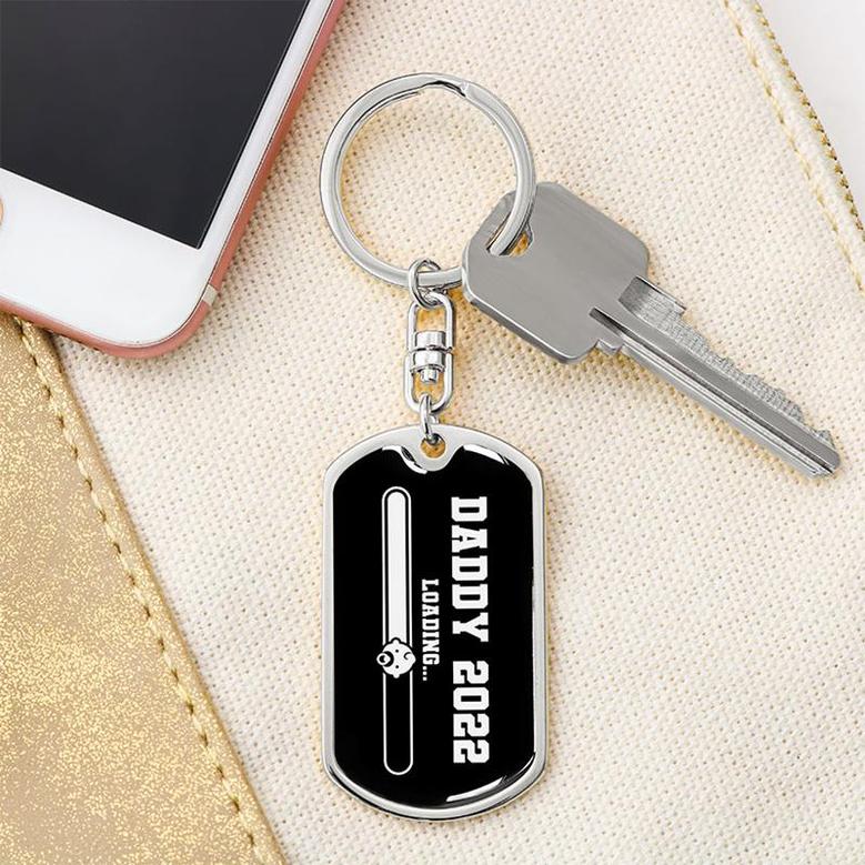 Custom Daddy 2022 Keychain With Back Engraving | Birthday Gifts For Dad | Personalized Dad Dog Tag Keychain
