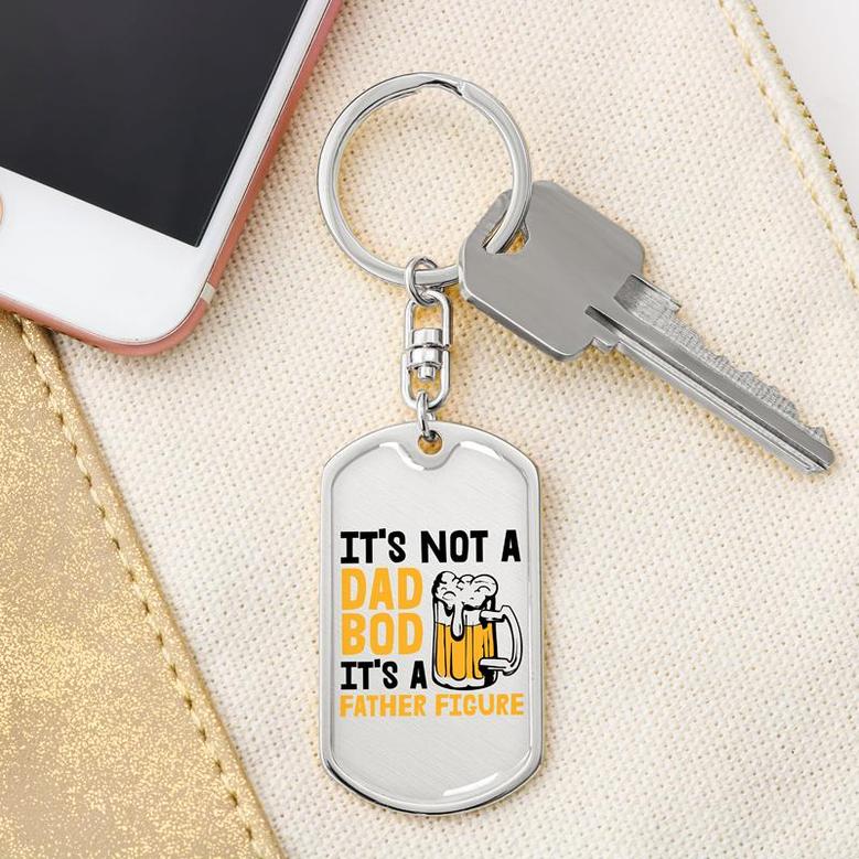 Custom I Am Not Dad Bob It Is Father Figure Keychain With Back Engraving | Cool Birthday Gift | Personalized Dad Dog Tag Keychain