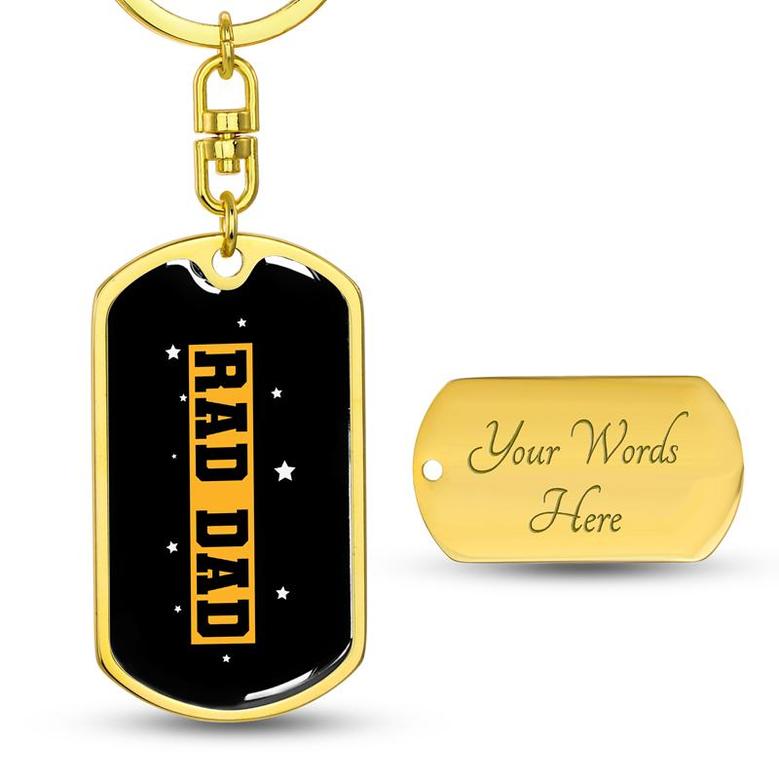 Custom Rad Dad Baseball Keychain With Back Engraving | Cool Birthday Gift For Dad | Personalized Dad Dog Tag Keychain