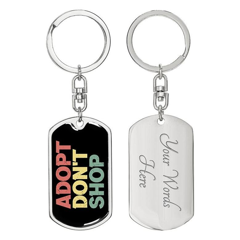Custom Adopt Dont Shop Keychain With Back Engraving | Cool Birthday Gift | Personalized Dog Dog Tag Keychain