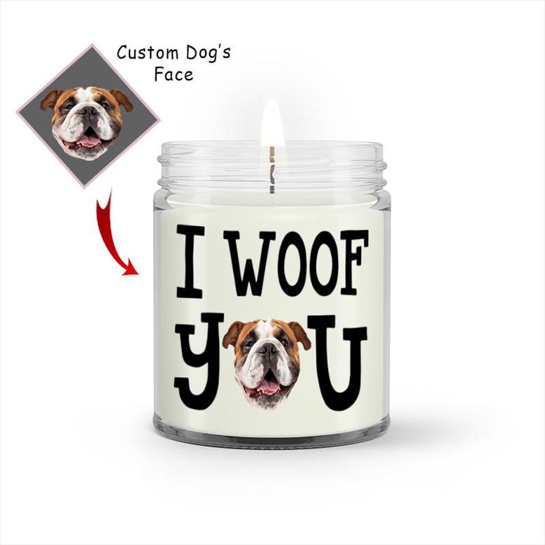Custom I Woof You Dog Mom Photo Candle | Custom Photo | Dog Mom Gifts | Personalized Dog Mom Candle