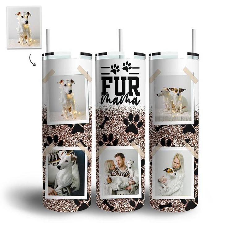 Custom Fur Mom Polaroid Photo Skinny Tumbler | Custom Photo | Dogs Mom Gifts | Personalized Dog Mom Skinny Tumbler
