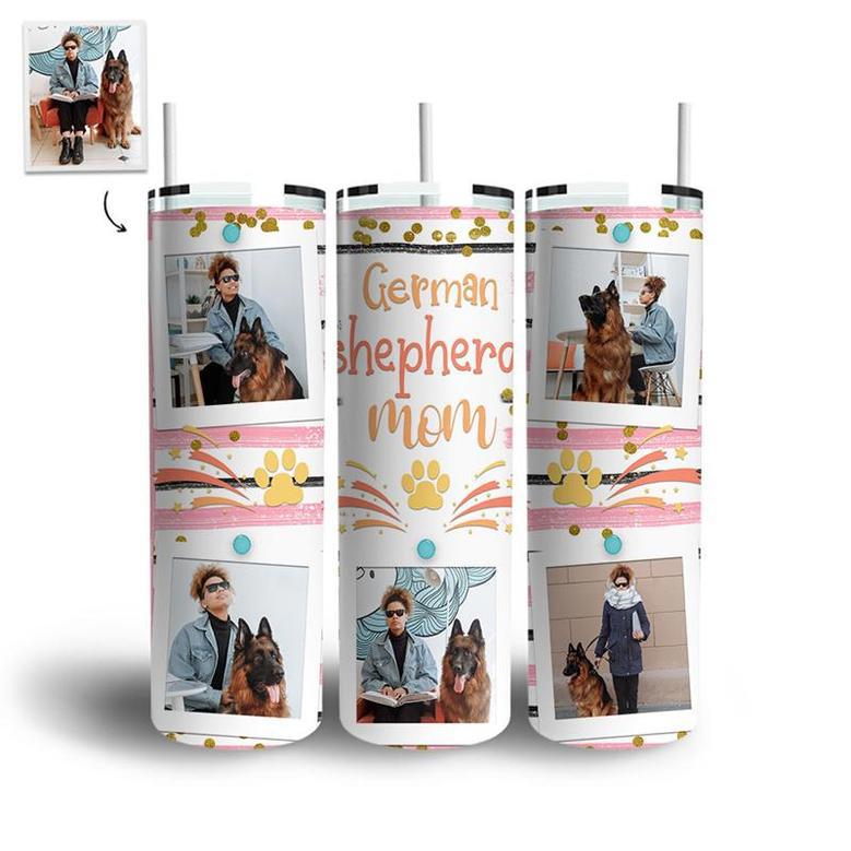 Custom German Shepherd Mom Photo Skinny Tumbler | Custom Photo | Dog Moms Gifts | Personalized Dog Mom Skinny Tumbler