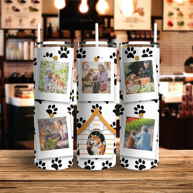 Custom Paw Print Photo Skinny Tumbler | Custom Photo | Best Gifts For Dog Moms | Personalized Dog Mom Skinny Tumbler