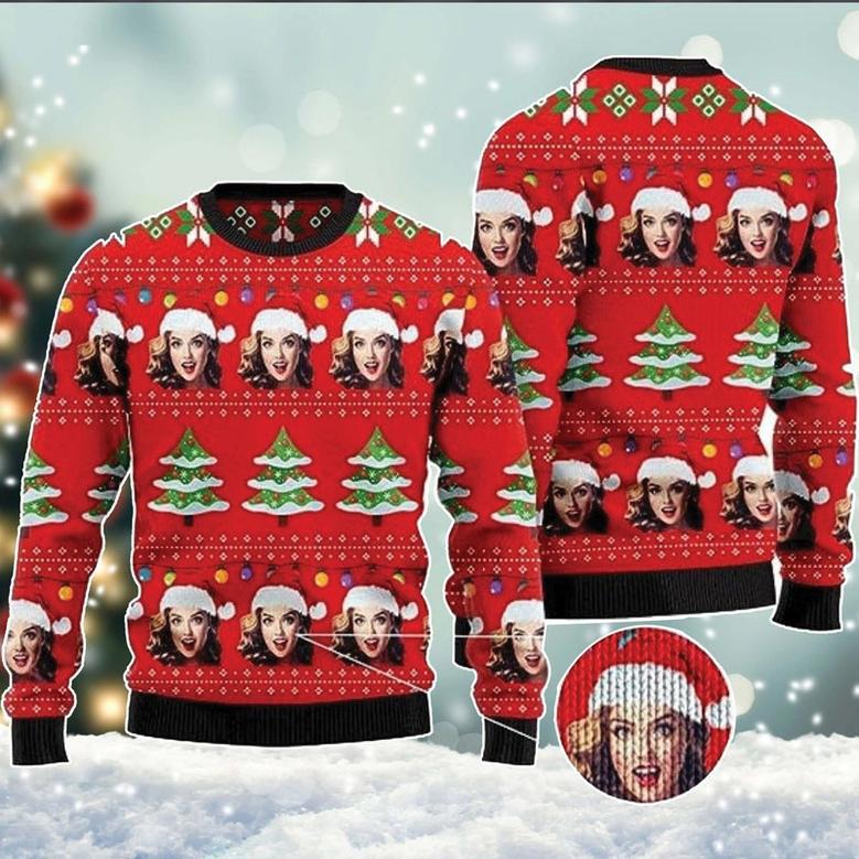 Personalized Face Ugly Christmas Sweater, Custom Xmas Sweatshirt, Face All Over Print Sweater