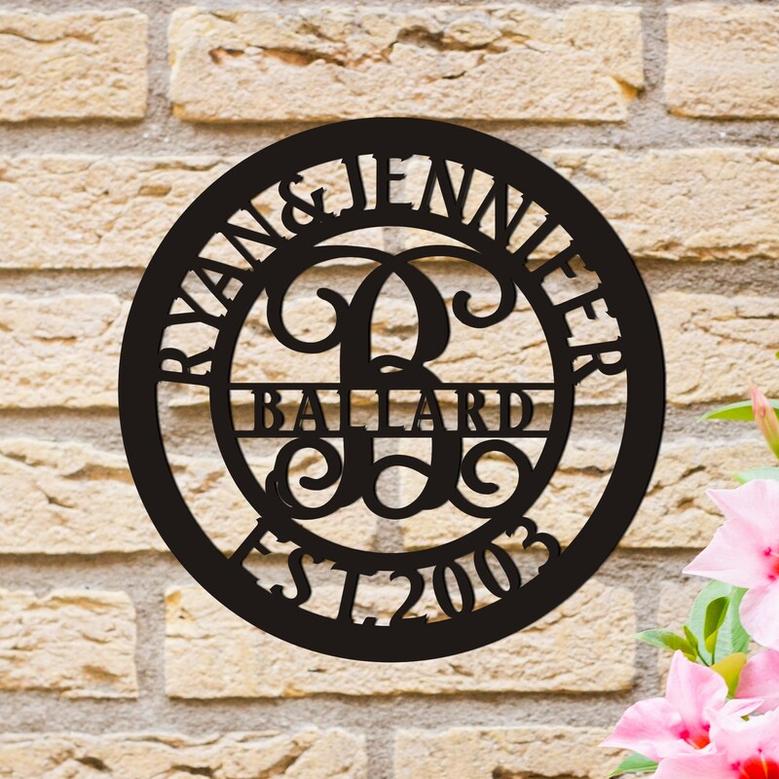Personalized Family Sign, Metal Wall Art, Monogram Sign , Metal Family Monogram Decor