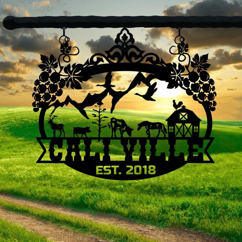 Personalized Farm House Metal Sign, Custom Metal Ranch House Sign, Custom Cottage Name Sign