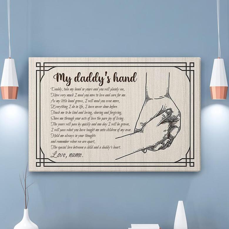 Custom My Daddy Hand Canvas | Custom Name | Gifts For Dad | Personalized Fathers Day Canvas