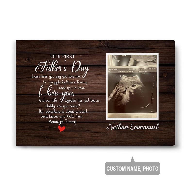 Custom Our First Fathers Day | Custom Photo | Gifts For Dad To Be | Personalized Fathers Day Canvas