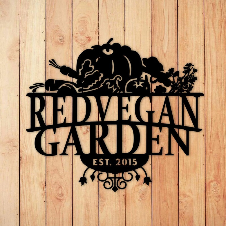 Personalized Garden Name Metal Sign, Custom Vegetable and Fruit Figures Metal Wall Art Personalized Garden Name Metal Sign, Custom Vegetable and Fruit Figures Metal Wall Art