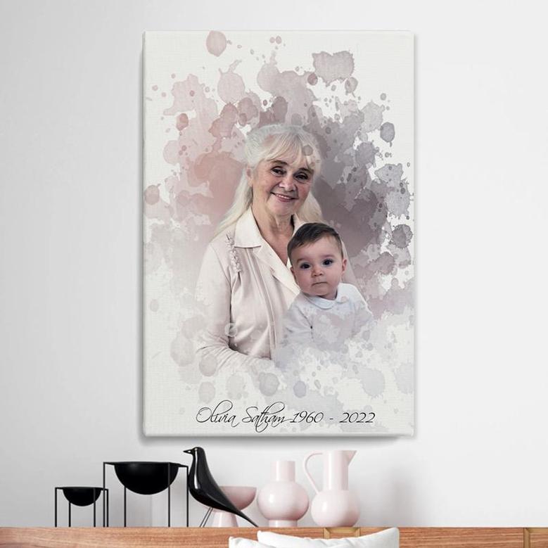 Custom Missing Grandma In Heaven Canvas | Custom Photo | Memorial Combine Photos Gifts | Personalized Grandma Memorial Canvas