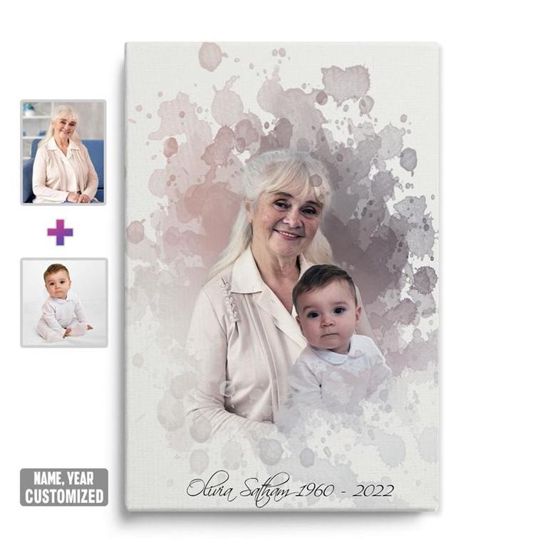 Custom Missing Grandma In Heaven Canvas | Custom Photo | Memorial Combine Photos Gifts | Personalized Grandma Memorial Canvas