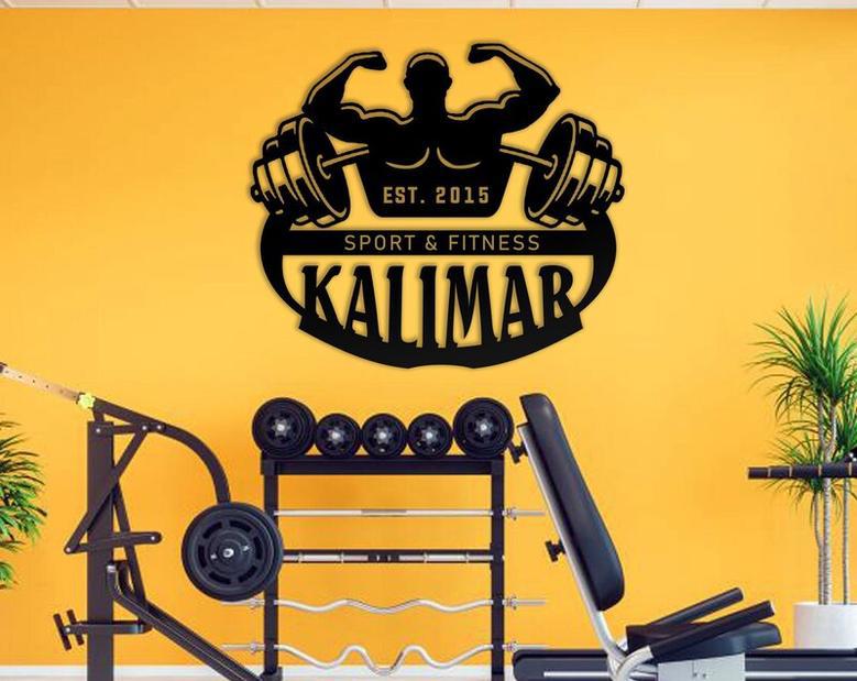 Personalized Hantel Gym Sign, Custom Gym Metal Wall Decor, Individual Fitness Sports Wall Decor