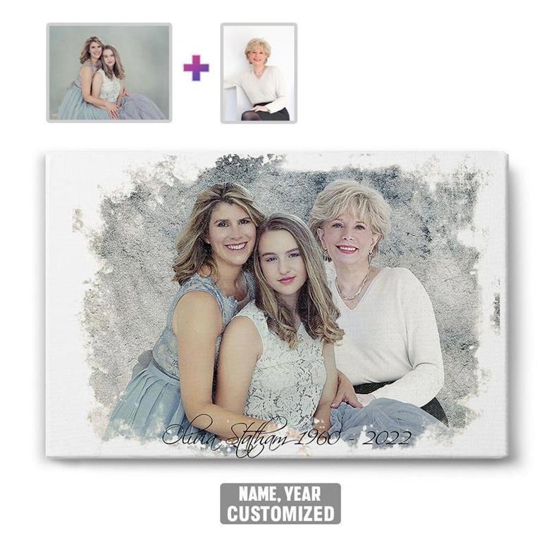 Custom Vintage Add Deceased Loved One To Picture Canvas | Custom Photo | Memorial Combine Photos Gifts | Personalized Memorial Canvas