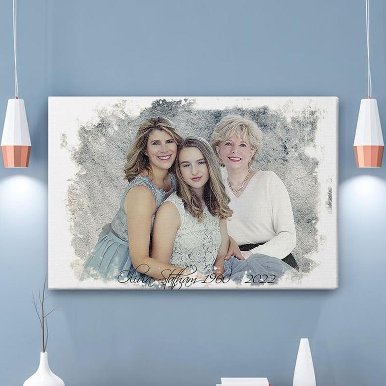 Custom Vintage Add Deceased Loved One To Picture Canvas | Custom Photo | Memorial Combine Photos Gifts | Personalized Memorial Canvas