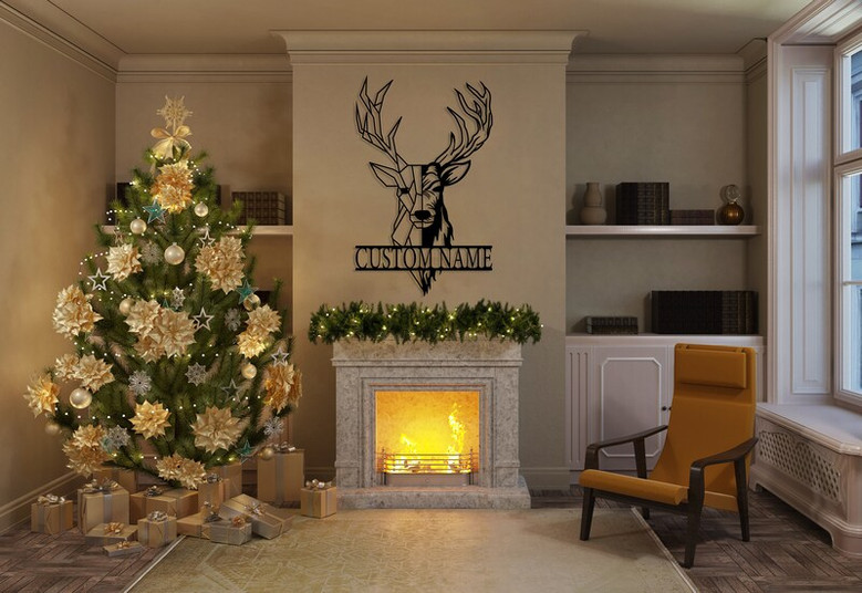Personalized Metal Deer Head Sign, Custom Deer Antler Decor, Farmhouse Decor, Outdoor Large Sign