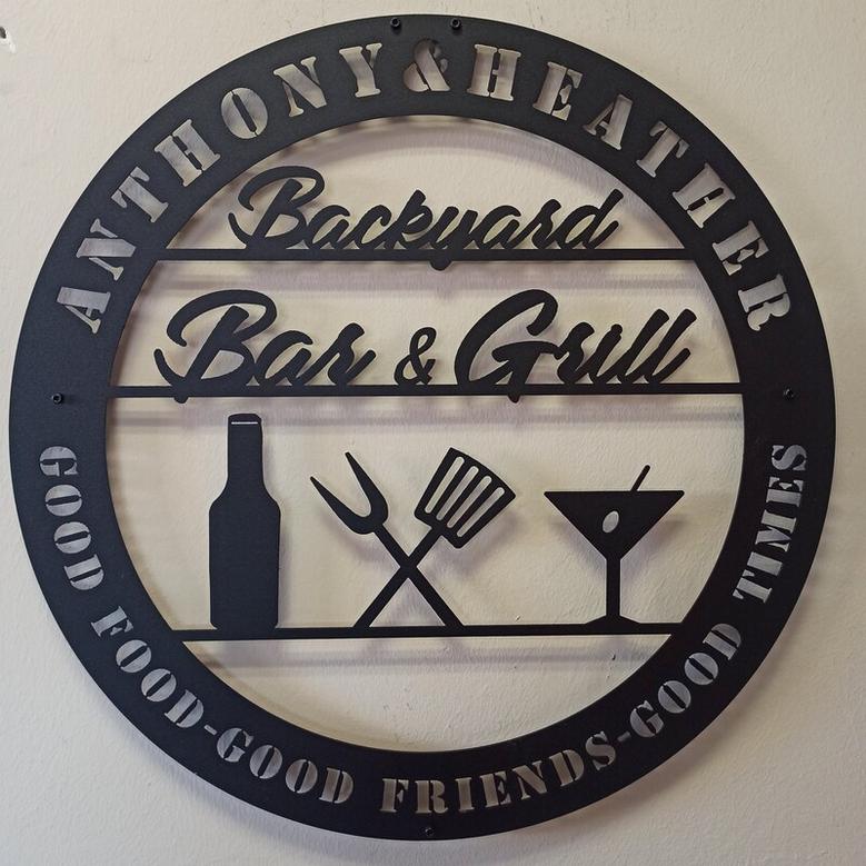Personalized Metal Sign for Bars and BBQ, Custom Bar and Grill Unique Metal Decor, BBQ Lovers Metal Wall Decor