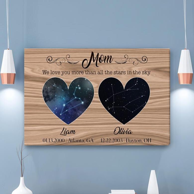 Custom I Love You More Than All The Stars Canvas | Custom Name | Gifts For Mom | Personalized Mom Canvas