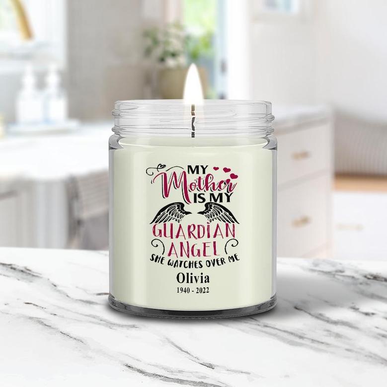 Custom My Mother Is My Guardian Angel Candle | Custom Photo | Missing My Mother In Heaven | Personalized Mom Memorial Candle
