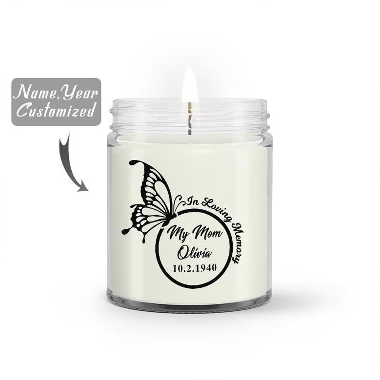 Custom In Loving Of Memory Butterfly Candle | Custom Photo | Missing My Mother In Heaven | Personalized Mom Memorial Candle