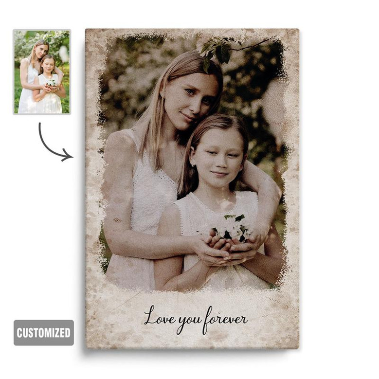 Custom Vintage Missing Mom In Heaven Canvas | Custom Photo | Memorial Gifts For Loss Of Mother | Personalized Mom Memorial Canvas