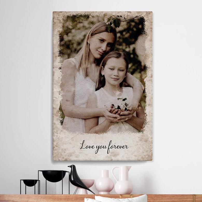 Custom Vintage Missing Mom In Heaven Canvas | Custom Photo | Memorial Gifts For Loss Of Mother | Personalized Mom Memorial Canvas