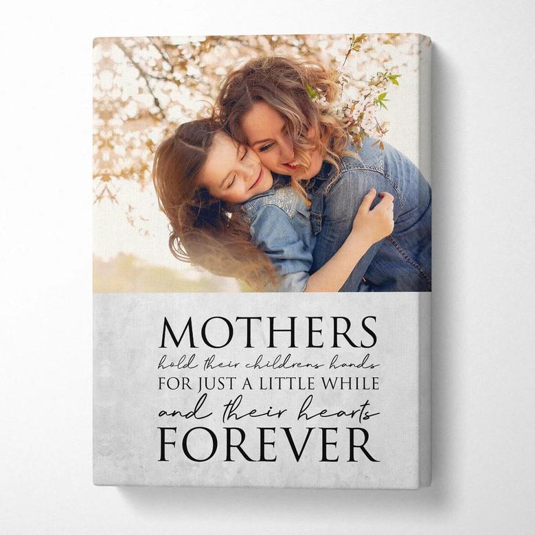 Mother Holds Children's Hand Canvas, Forever Mother's Day Wall Art Gifts, Canvas Print From Photo, Special Gift From Daughter For Mom