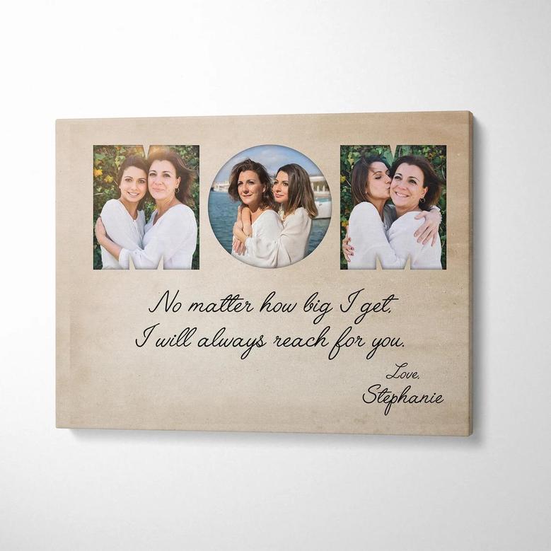 My Mom is an Angel, Custom Family Photo Collage Print on Canvas with Text, Personalized Mother's Day Gift, Heartwarming Gift For Mom