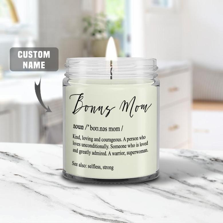 Custom Best Bonus Mom Definition Watercolor Candle | Mothers Day Gift For Bonus Mom | Personalized Name Bonus Mom Candle