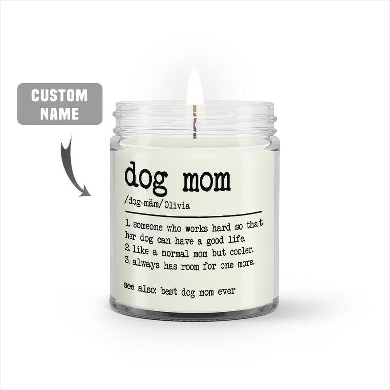 Custom Dog Mom Definition Watercolor Candle | Dog Moms Gift For Mothers Day | Personalized Name Dog Mom Candle