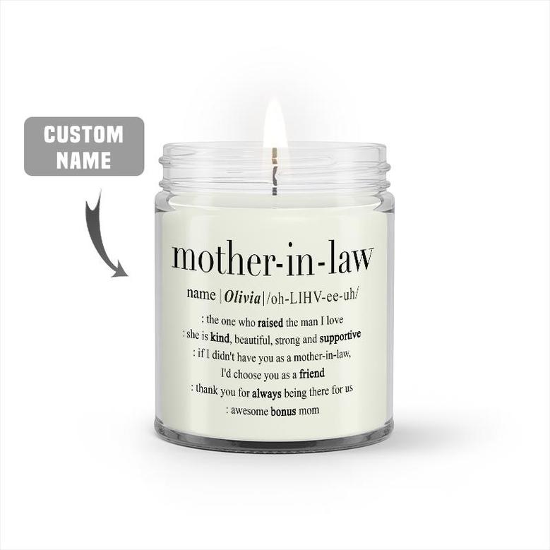 Custom Mother In Law Definition Watercolor Candle | Mothers Day Gift For Mother In Law | Personalized Name Mother In Law Candle