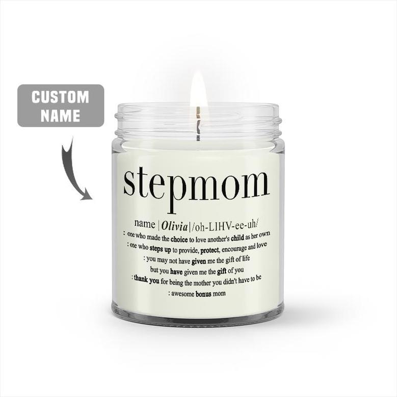 Custom Best Stepmom Definition Watercolor Candle | Mothers Day Gift For Stepmom | Personalized Name Stepmom Candle