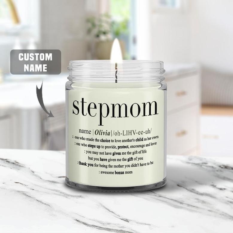 Custom Best Stepmom Definition Watercolor Candle | Mothers Day Gift For Stepmom | Personalized Name Stepmom Candle