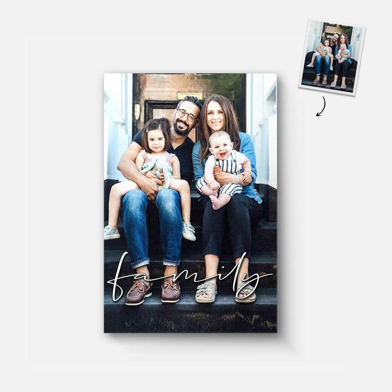 Custom Family Script Canvas | Custom Photo | Home Living | Anniversary Gift Idea | Personalized Photo Canvas