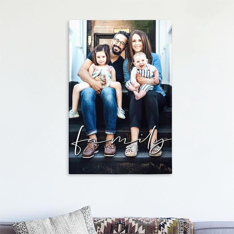 Custom Family Script Canvas | Custom Photo | Home Living | Anniversary Gift Idea | Personalized Photo Canvas