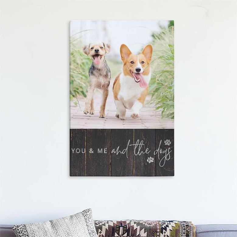 Custom You And Me And The Dog Canvas, Custom Photo, Gift Idea For Pet Lovers, Personalized Photo Canvas