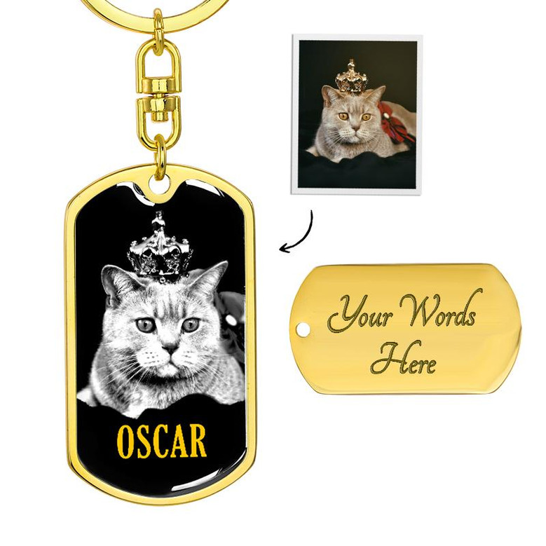 Custom Black And White Pet Photo With Back Engraving Keychain, Birthday Gifts For Pet Lovers, Personalized Photo Dog Tag Keychain