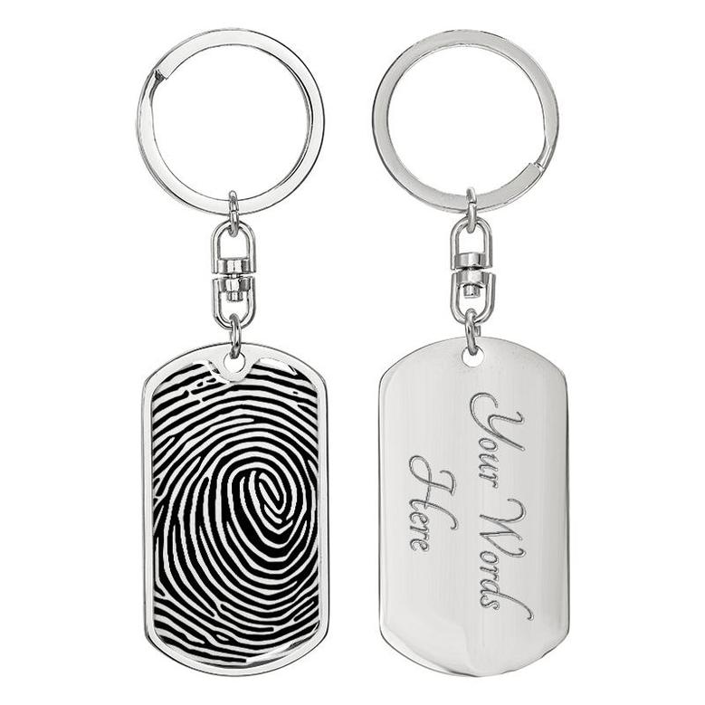 Custom Finger All Print Dog Photo With Back Engraving Keychain, Birthday Gifts, Personalized Photo Dog Tag Keychain