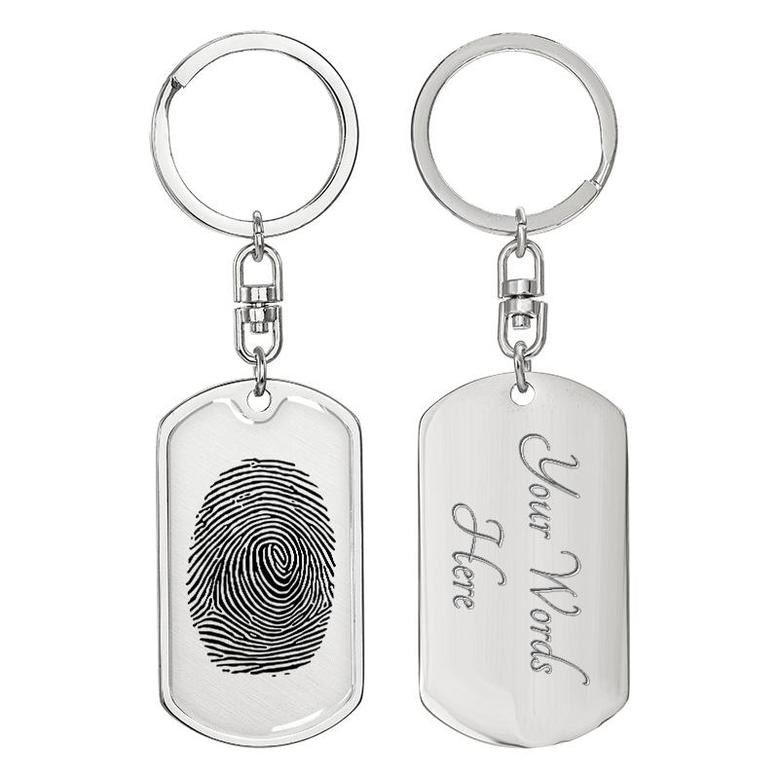 Custom Finger Print Dog Photo With Back Engraving Keychain, Birthday Gifts, Personalized Photo Dog Tag Keychain
