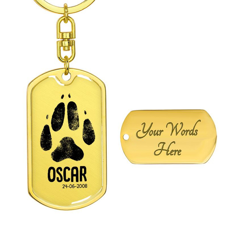 Custom Paw Print Keychain With Back Engraving | Unique Birthday Gifts For Pet Lovers | Personalized Photo Dog Tag Keychain