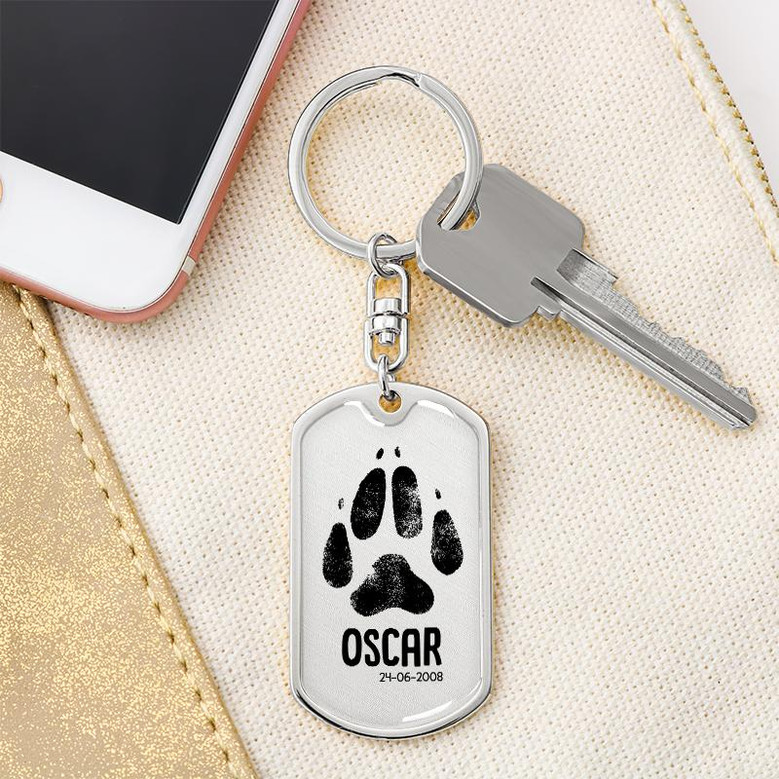 Custom Paw Print Keychain With Back Engraving | Unique Birthday Gifts For Pet Lovers | Personalized Photo Dog Tag Keychain