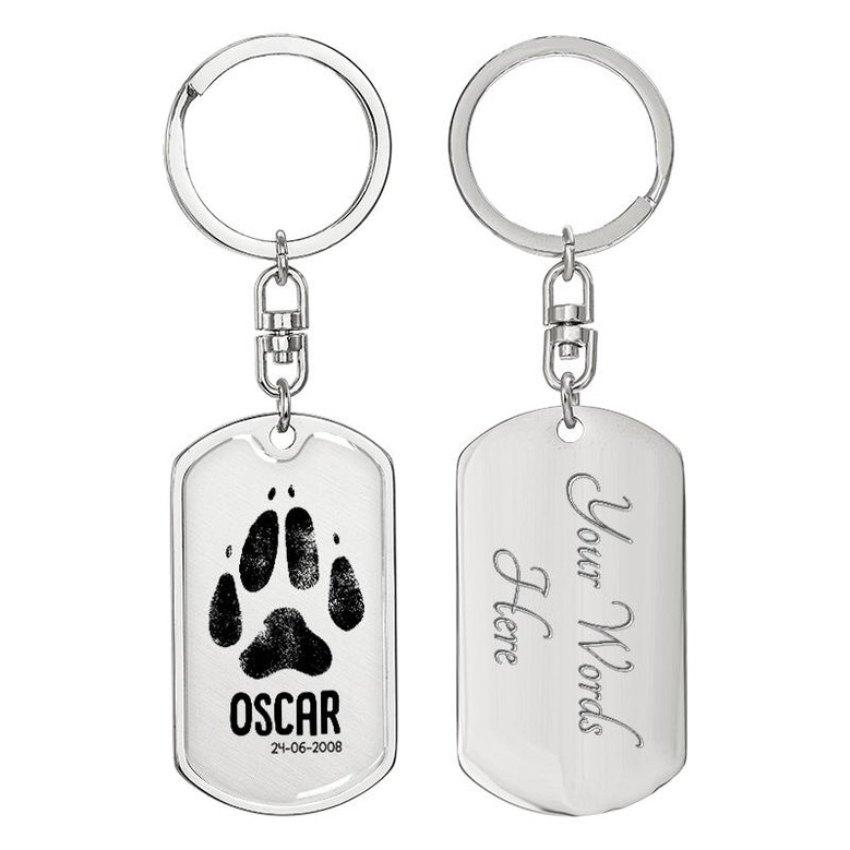 Custom Paw Print Keychain With Back Engraving | Unique Birthday Gifts For Pet Lovers | Personalized Photo Dog Tag Keychain
