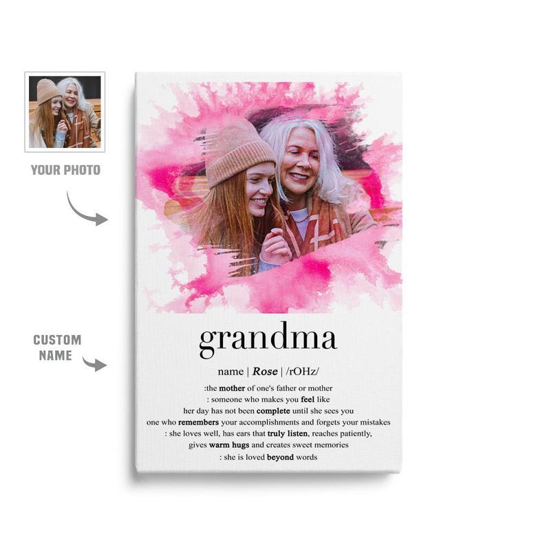 Custom Grandma Definition Watercolor Portrait Canvas | Custom Photo | Mothers Day Gifts For Grandma | Personalized Photo Mothers Day Canvas